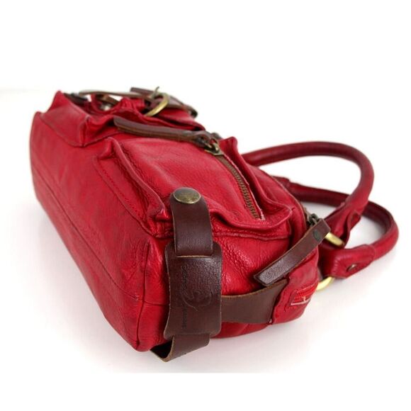 Cecile Jeanne PARIS RED GENUINE LEATHER LOGO SMALL SHOULDER BAG HANDBAG PURSE - Picture 10 of 16